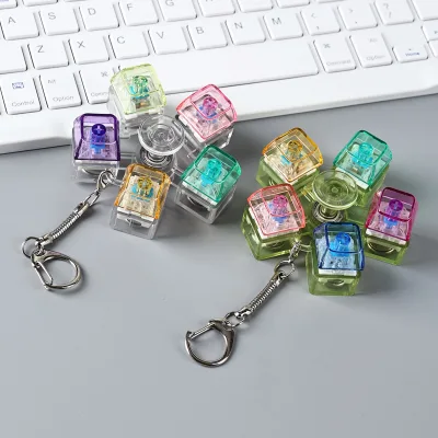 CreativeTransparent Xda Pc Keycaps Stress Relief Fidget Spinner Toys 5-Hole Switch Tester with Transparent Frame Cyan Switch