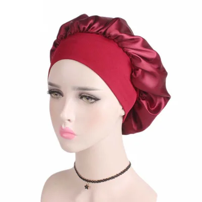 High-Elasticity Wide-brimmed Satin Sleep Cap Hair-Protecting European-American Style Head Cover for Spring/Summer Touch Luxury