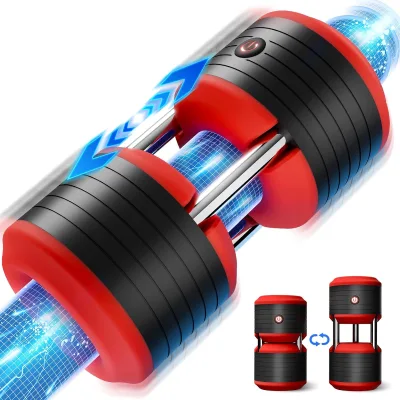 Dumbbell-Style Two Person Masturbator Orgasm Dildo Trainer with 10 Vibration Modes and Adjustable Track Sex Toy For Gay Men