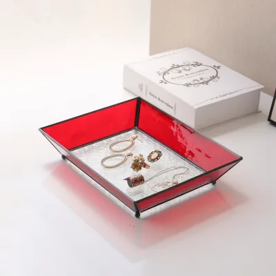 Retro Decorative Jewelry Glass Tray Jewelry Storage Tray Ring Display Tray