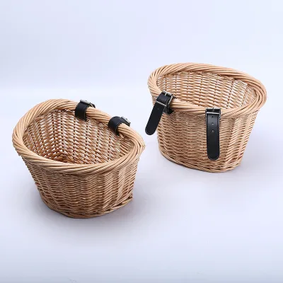 China Supplier Wholesale Handmade Front Wicker Basket for Bicycle Willow Bike Basket Customized