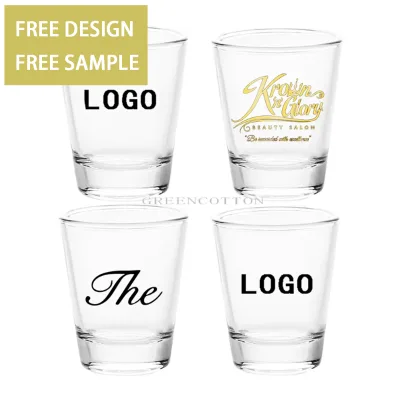 Custom Logo 2 oz Shot Glasses With Heavy Base Clear Shot Glass With Customized Box Packaging Custom Shot Glasses with Logo