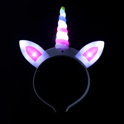 Halloween Christmas Kids LED Unicorn Headband with Battery 10 LEDs Steady Light Customizable Color-Birthday Party Decoration Set