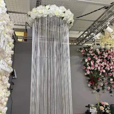 Wedding Door Window Fringe Tassel Hanging Decoration Stage Ceiling Decor String Curtains With Flowers
