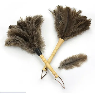 Household Cleaning Wood Long Handle Duster Ostrich Feather Cleaning Duster