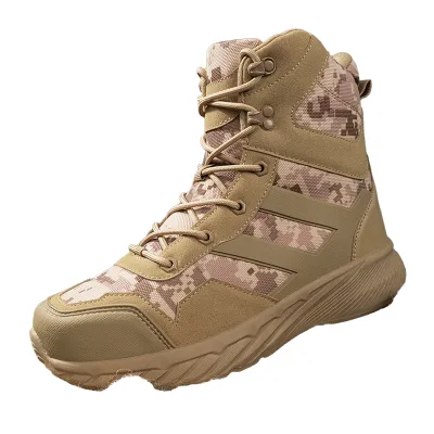 Male Tactical Boots for Summer Winter Spring-Wild Hiking Cycling Shoes Combat Boots with Round Toe Chelsea Style