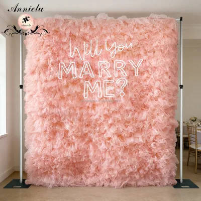 Annielu Romantic Soft Mesh Fabric Sheer Curtain Backdrop for Wedding Banquet Indoor Outdoor Event Rental Backdrop Curtain