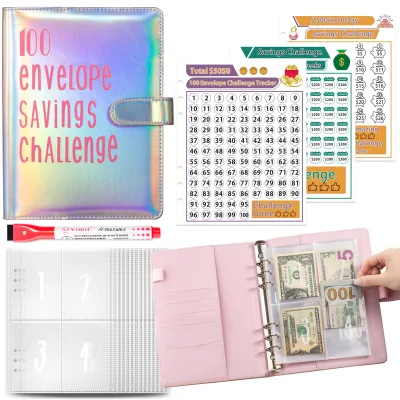 2024 100 Envelop Challenge PU Notebook A5 Size Planner Notebook