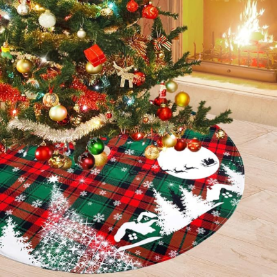 Christmas Gift Print Fluffy Christmas Gift Ornaments Christmas Goods Winter Holiday Party Tree Mat  Decoration