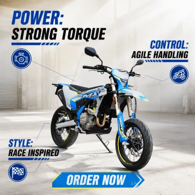Motard 20.5kW SMX300 292cc Liquid-Cooled Upside-Down Fork ABS Performance for Road Handling Riding