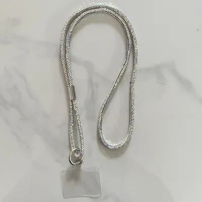 Anti-loss Creative Colorful Polyester Mobile Cell Phone Case Glitter Neck Strap Long Style With Film
