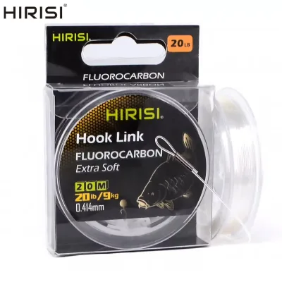 Hirisi 20m Super Stiff Carbon Fiber Fluorocarbon Floating Hooklink Fishing Line for Ocean Boat Fishing Carp Chod Rig 15lb-32lb