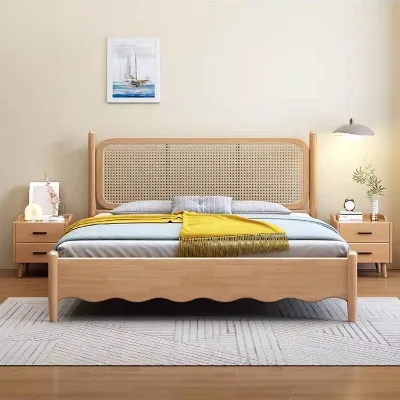 Bedroom Furniture Classic Luxury Modern Solid Rubber Wood King Size Adjustable Bunk Bed with Storage Box Durable & Eco-Friendly