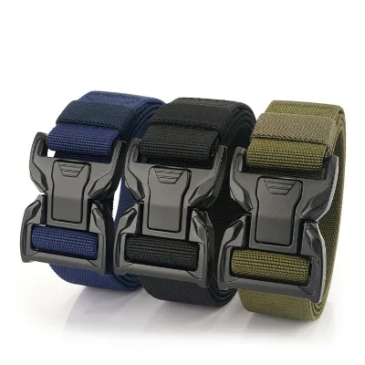 Turun High Quality Micro-stretch Nylon Webbing Belts with ,1 Step to Lock/ReLease Belt Buckle Quick Release Tactical Belt