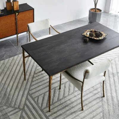 Wholesale Mid Century Square 6 Seater Waterproof Dining Table with Metal Wood Construction for Home & Hotel Outdoor Use
