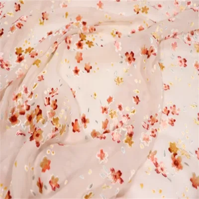 Christmas Elegant Style Cheap Price Comfortable Small Floral Popular Design Silk Opal Velvet Fabric for Women Dress