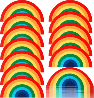 12 Pcs Durable and Reusable Vibrant Colors Rainbow Felt Mats for Craft Wall Decal Birthday Baby Shower Party Decorations