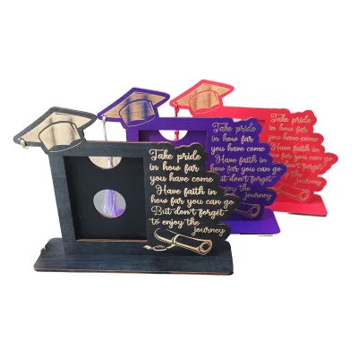 Eco-friendly Handmade Wooden Three-dimensional Baby Milestone Cards Laser Cut Graduation Gift Desktop Decoration Customizable