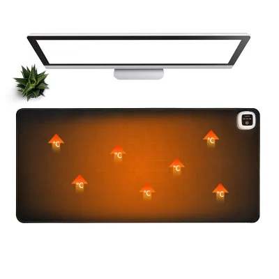 OEM Large Xxl Leather Surface Natural Rubber Base  Heating Desk Pad