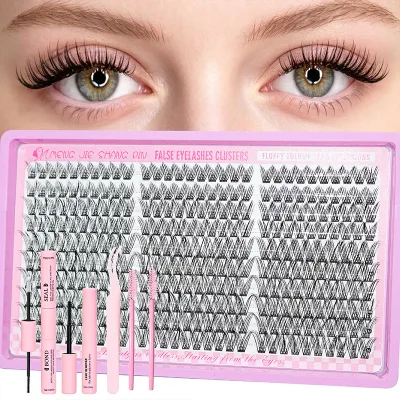 Manga Lash Clusters Kit Wholesale Custom Logo Handmade Volume 40D60D80D100D 30Rows Large Capacity Cluster Eyelash Extensions Set