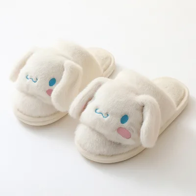 Japanese Anime Slipper Cartoon Warm Plush Home Shoes Kuromied Flat Non-slip Indoor Slippers for Girl Women Autumn Winter Pink