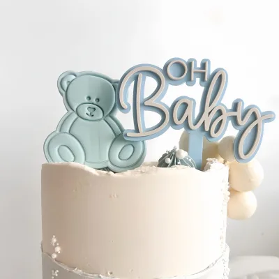 Ins Baby Shower Oh Baby Gender Reveal Cake Decorations Baby Baptism Cake Decorations and Ornaments