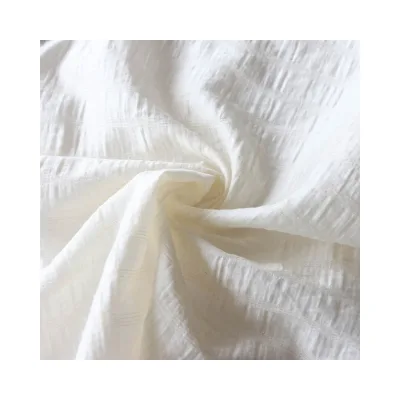 Classical Design Woven 75%Lyocell 25%Nylon Solid White Support Customization Dobby Crinkle Fabric for Dress