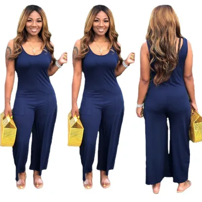 Thin Material Woman Sleeveless Knit Jumpsuits 2023 Loose Fitted Knitted Jumpsuit