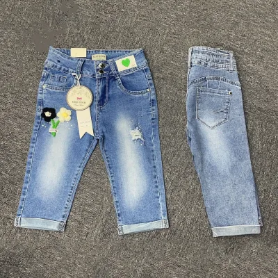 High Quality Kids Jeans Spandex Denim 2-8y Girls Pants Sweet Style Calf-Length Pants Girls Jeans