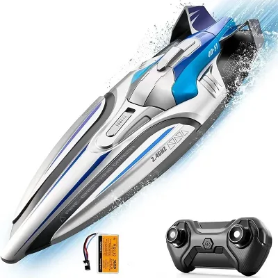 4DRC S1 Waterproof 2.4GHz High Speed RC Speedboat Boat 30 km/h with Dual Motors LED Lights Smart Alarm System for Outdoor Fun
