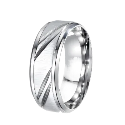 Wholesale Of 8mm Mens Titanium Steel Rings For Couples With Cross-Border European And American Fashion New Patterns, Diagonal Li