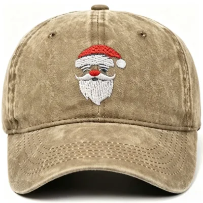 New Santa Claus Embroidered Vintage Washed Baseball Cap for Outdoor Sports and Sun Protection cap