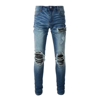 High Quality Custom Men's Mid-Waisted Straight Leg Classic Jeans for Outdoor Activities Washed Technique Solid Summer Casual