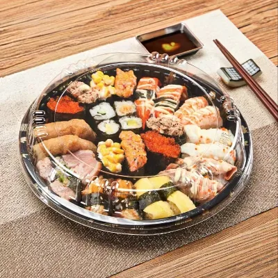 Japanese Style Take Away PET Plastic Sushi Tray Disposable Food Packing Container for Sushi Plate & Bowl