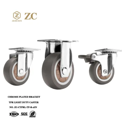 Silent Rigid TPR Rubber Furniture Casters Swivel Ball Bearing Casters Wheels for Hospitals Trolleys Kitchen/Workshop Use