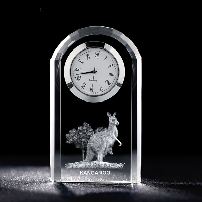 Honor of Crystal Hot Selling Personalized Customized Crystal Glass Clock Crystal Desk Clock for Decoration Gift