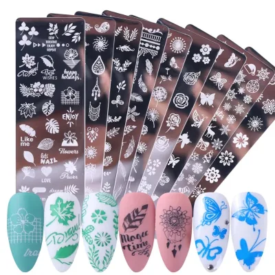 Custom Snowflake Flower Moire Butterfly Cute Cartoon Transfer Stamping Plates Nail Art Nails Printing Pad