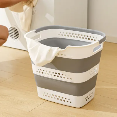 RXZZ High Capacity Foldable Plastic Laundry Basket Large Storage for Home and Bathroom Use for Dirty Clothes Organization