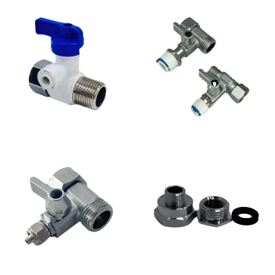 Brass Pom Home Undersink 1/2" 3/8" 1/4" 3-Way Feed Water Valves Quick Connector Water Filter Parts for Cold Water Pipe