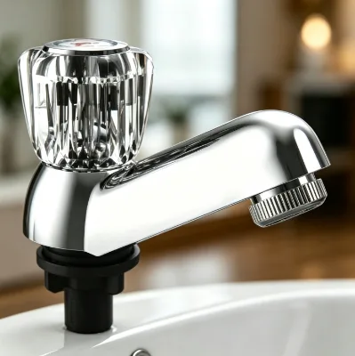 Practical Hot Sale Plastic Faucet with Acrylic Handle Chrome Plated Finish for Home Bathroom Sink Use