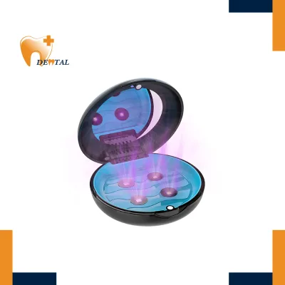 Wholesale Portable Orthodontic Dental Aligner Case with UVC Disinfectant Retainer Vent Holes and Mirror Tongue Cleaner