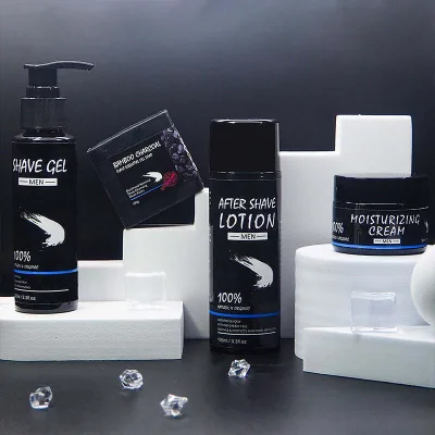 Hot Selling Private Label Men's Sets Beard Growth Kit Soothing Hydrating Bamboo Charcoal Soap Shaving Gel Lotion Beard Care Kit