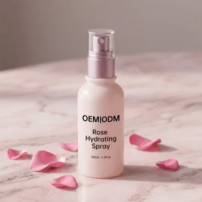 Private Label Natural Rose Face Mist Relieve Sun Irritated Skin Brighten Dull Complexion Portable Daily Hydrating Toner Spray