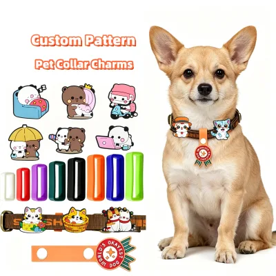 Custom Waterproof Removable Dog Collar With Charms Cute Slider Charms for Dog Collars Customizable Pvc Soft Dog Collar Charms