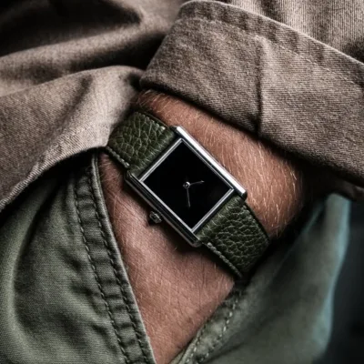 Square High-End Men's Watch Genuine Brand Sports Style Quartz Movement Alloy Case Leather Strap 35mm Pointer Fashion Waterproof
