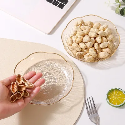 Household Durable Disposable Acrylic Eco-Friendly Serving Tray Floral Plant Design Thickened Multifunctional Bone Removing Fruit