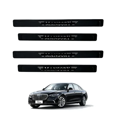 Applicable to Mercedes Benzz S-Class W223 Black Door Sill Scuff Plate Pedal Car Interior Anti Scratch Protector Trim Accessories