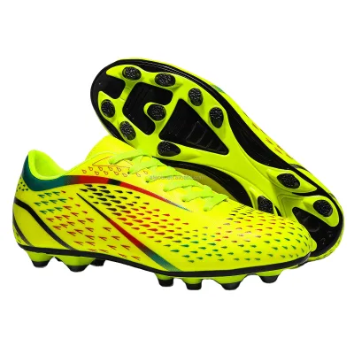 Neon Yellow Soccer Shoes Rubber Studs Football Boots Multicolor for Men Training Match