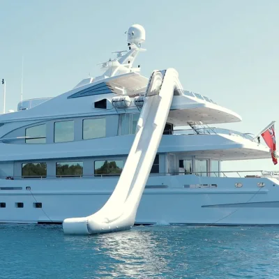 Luxury Inflatable Yacht Slide Safe, Foldable Water Amusement for Family Vacations & Boat Parties