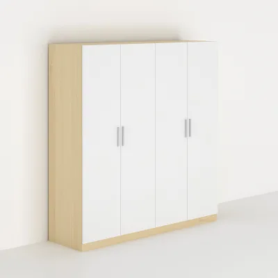 Apartment Bedroom Wardrobe Set Grey Color Open Sliding-Door Storage  Wooden Cabinet